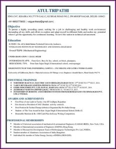 Resume For Freshers Engineers Mechanical