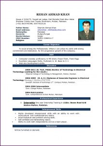 Resume Format Free Download In Ms Word