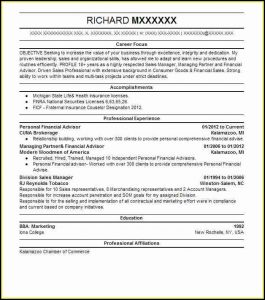 Resume Objective Financial Advisor