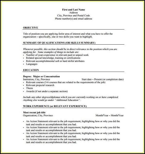 Resume Outlines Free