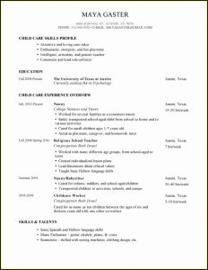 Resume Sample For Nanny Position