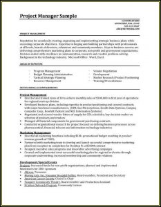 Resume Templates For Project Managers