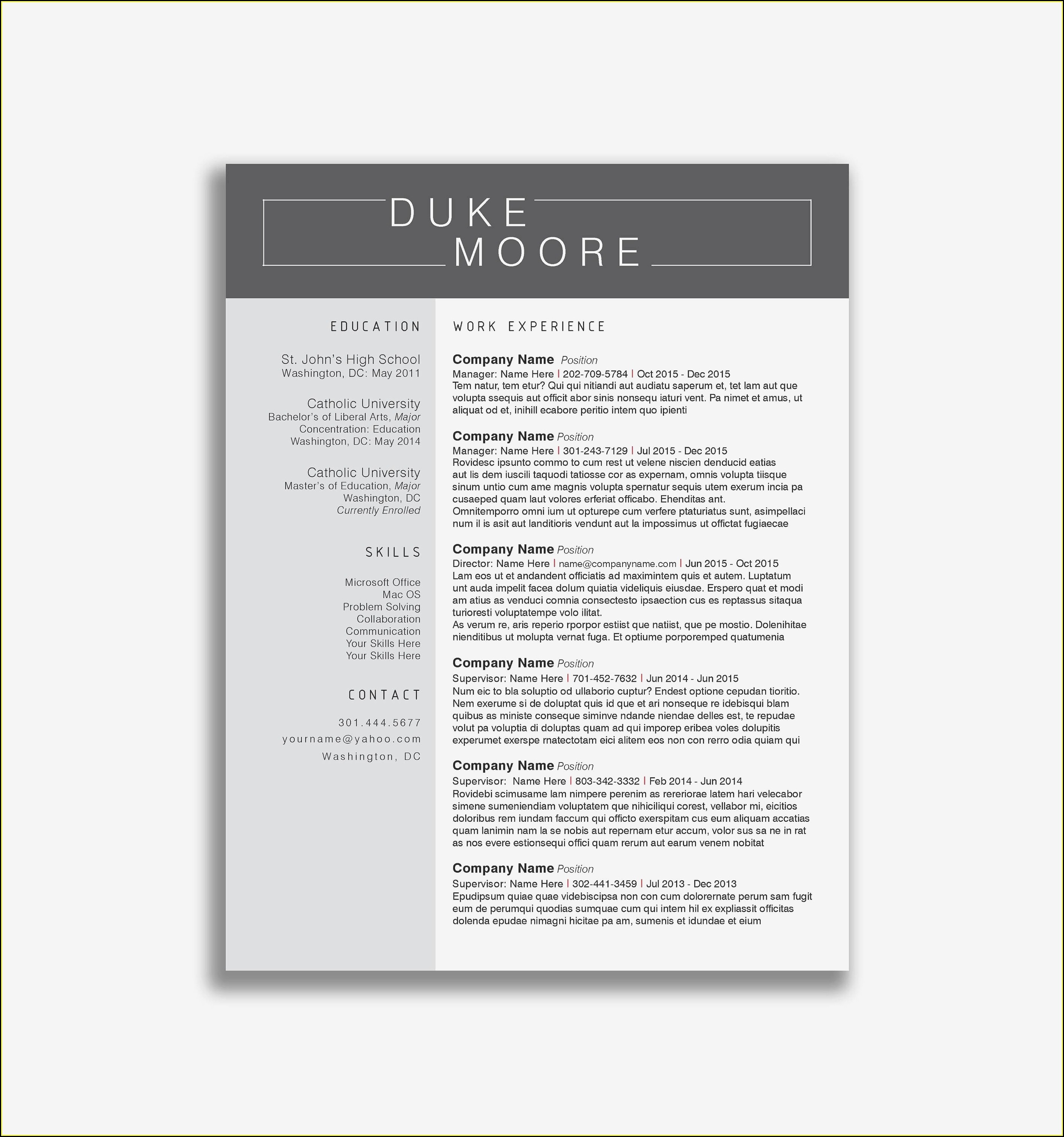 Resume Templates Free Download Docx