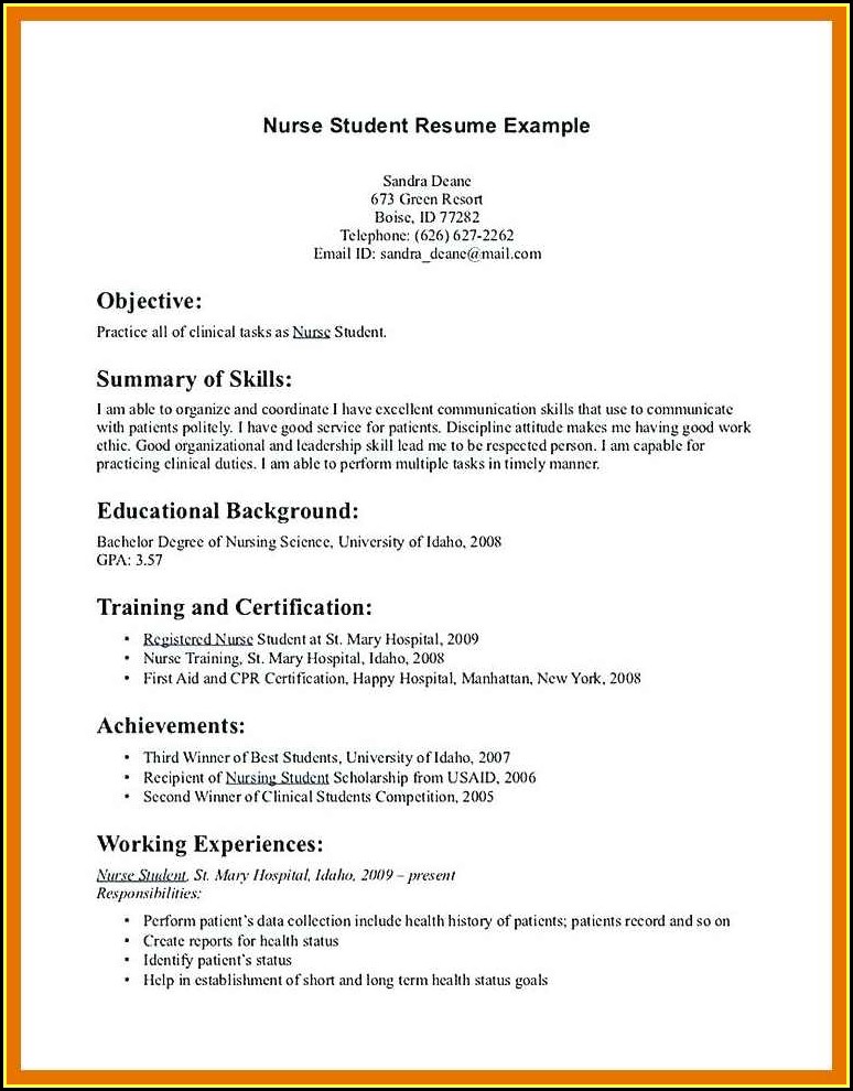 Resume Templates Nursing Students