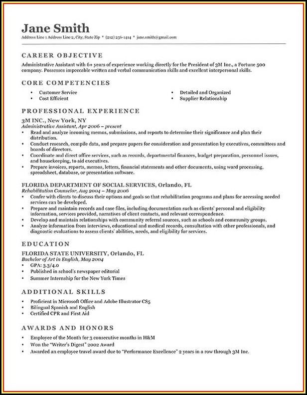 Resume Writing Templates Examples