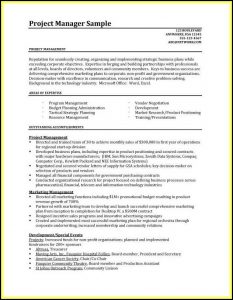 Resumes For Project Managers Template