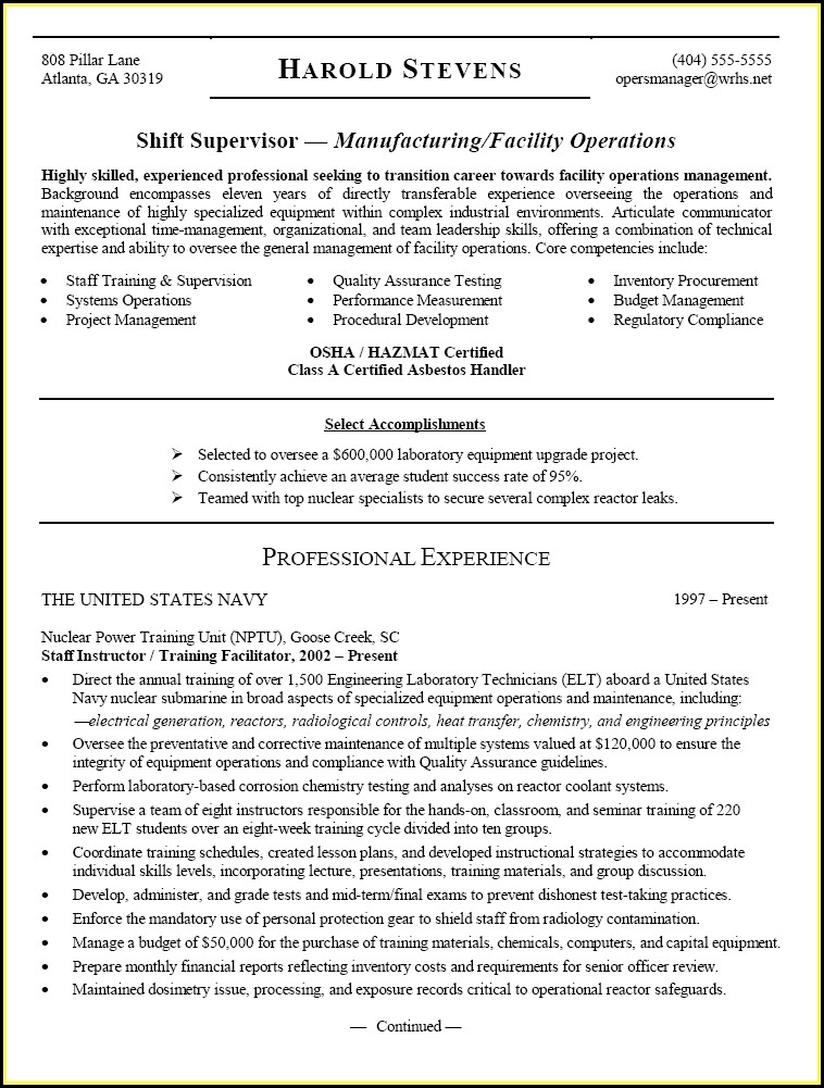 Retired Military Resume Templates