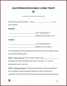 Revocable Living Trust Form Pdf