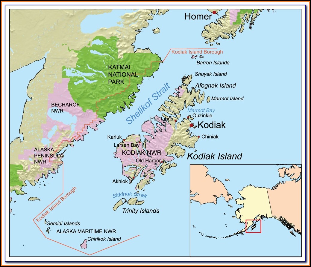 Road Map Of Kodiak Island