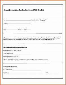 Sample Ach Deposit Authorization Form