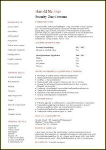 Sample Entry Level Security Guard Resume