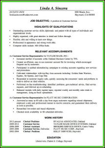 Sample Of Resume For Customer Service Position