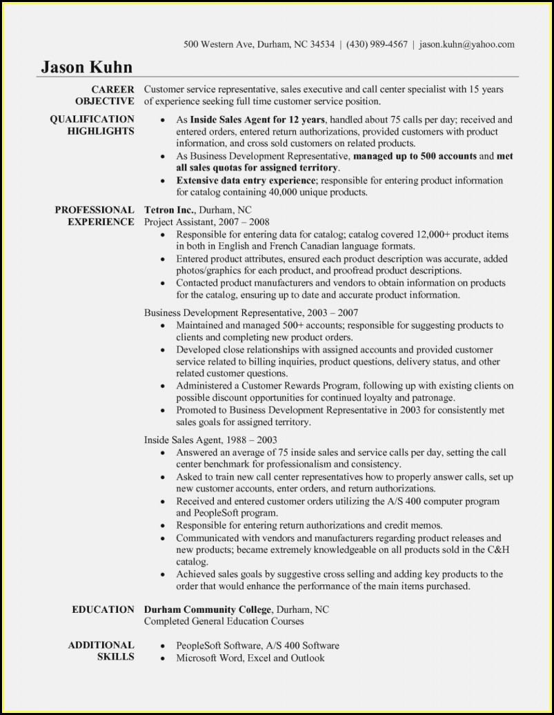 Sample Resume For Customer Service Executive