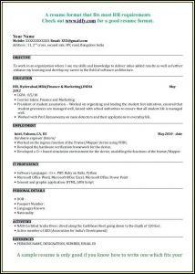 Sample Resume For Freshers Mba Finance And Hr