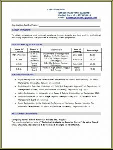 Sample Resume For Mba Freshers Doc
