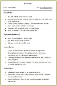 Sample Resume For Mba Operations Freshers