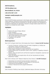 Sample Resume Of .net Developer