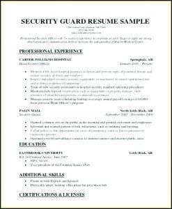 Sample Security Guard Resume No Experience