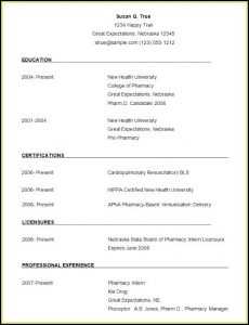 Simple Resume Format Word 2007