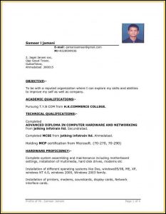 Simple Resume Format Word Free Download