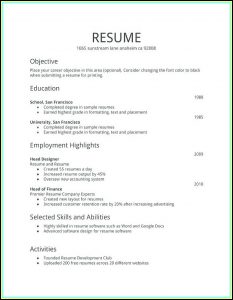 Simple Resume Samples For Freshers