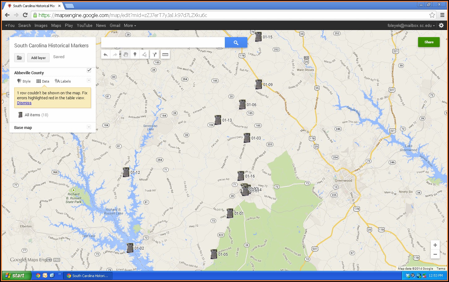 South Carolina Historical Marker Map