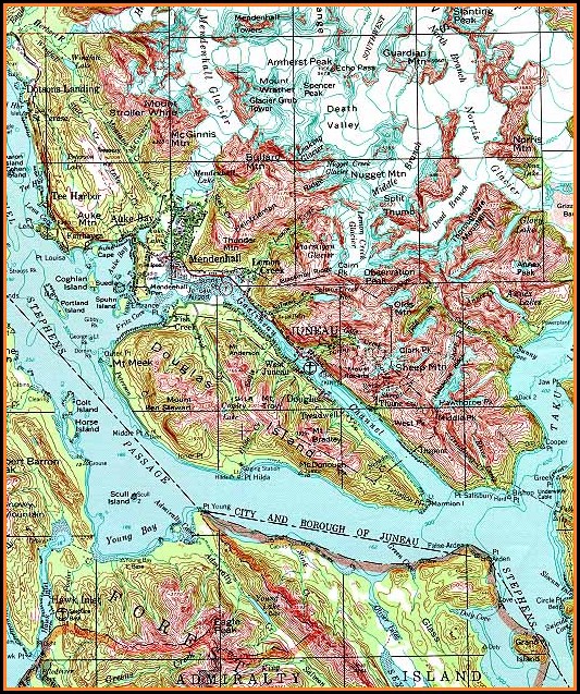 Topographic Map Juneau Alaska