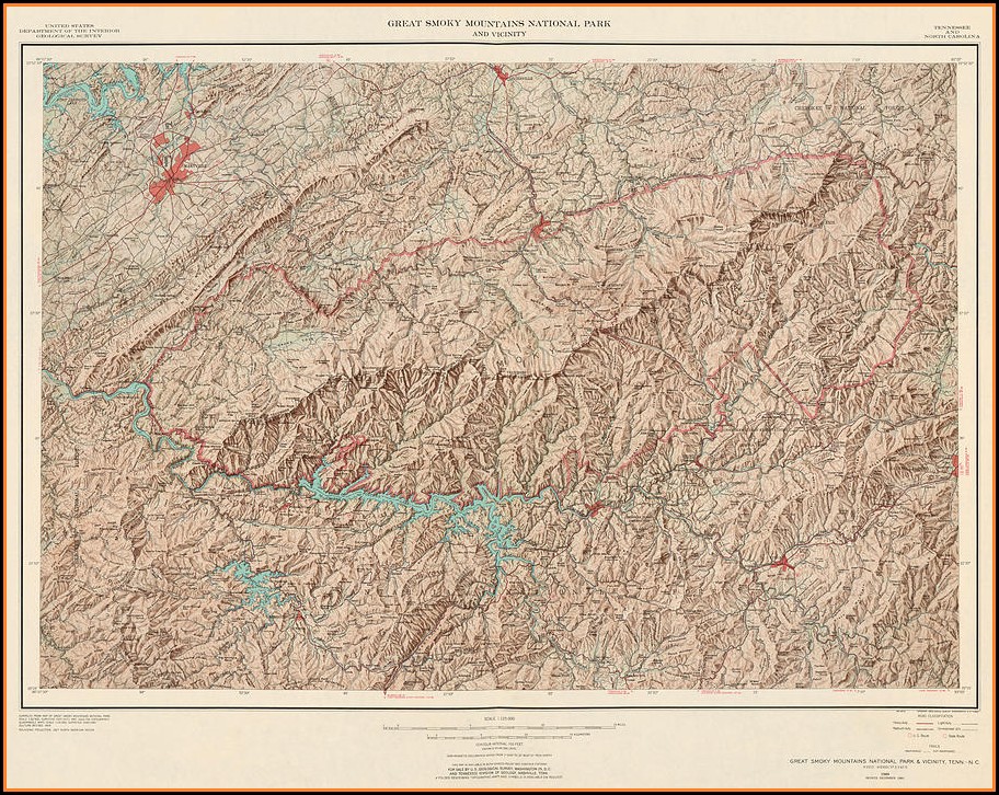 Topographic Map Of Great Smoky Mountains National Park