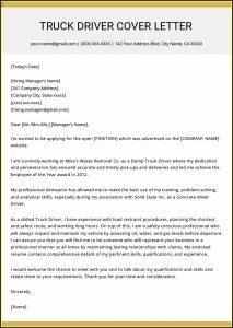 Truck Driver Resume Cover Letter