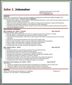 Truck Driver Resume Word