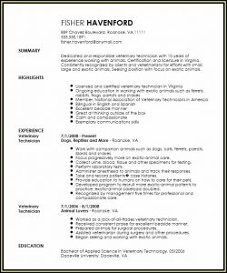 Veterinary Technician Resume Templates