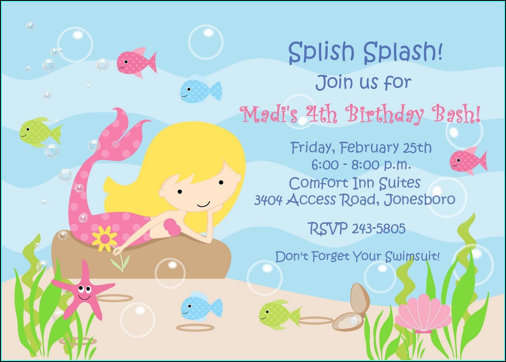 Free Mermaid Birthday Invitation Templates