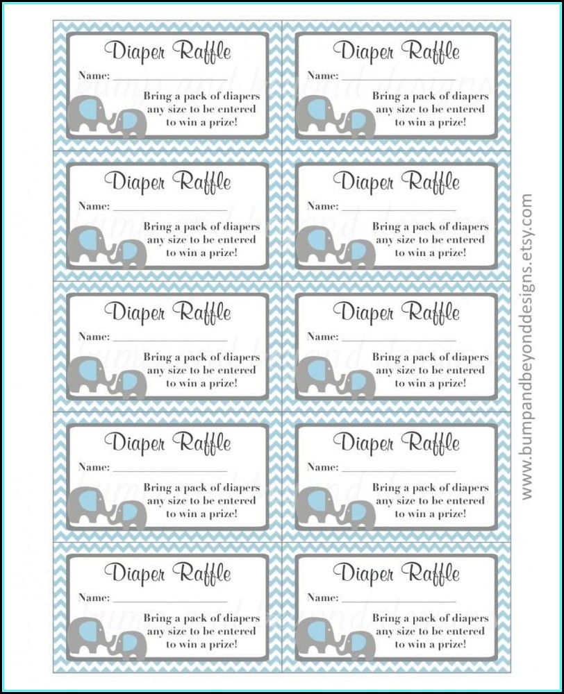 Free Printable Elephant Diaper Raffle Ticket Template