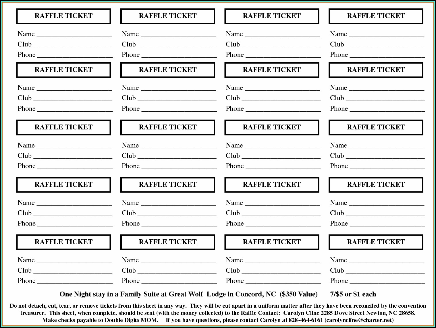 Free Printable Raffle Ticket Template Excel