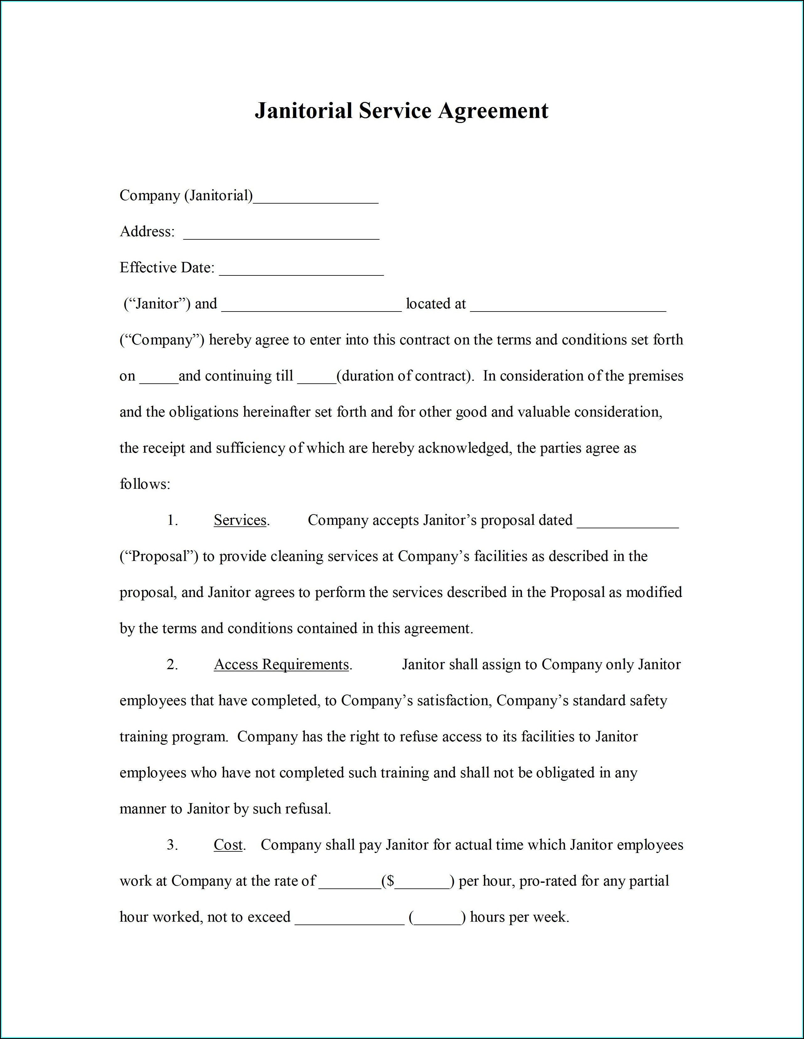 Free Service Agreement Template Uk