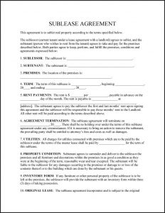 Free Sublease Agreement Template Ontario