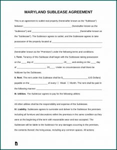 Free Sublease Agreement Template Pdf