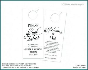 Free Wedding Door Hanger Template For Word