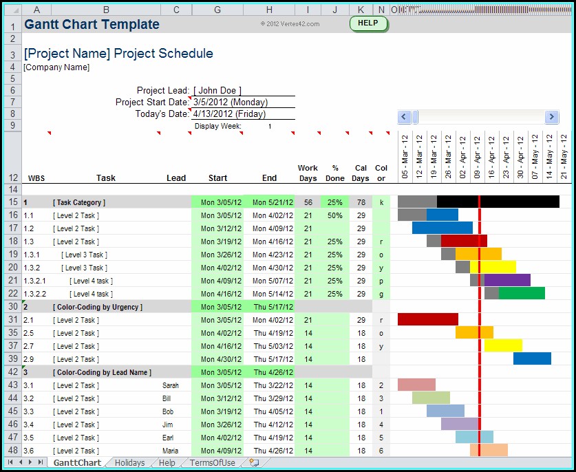 Gantt Chart Excel Template Xlsx