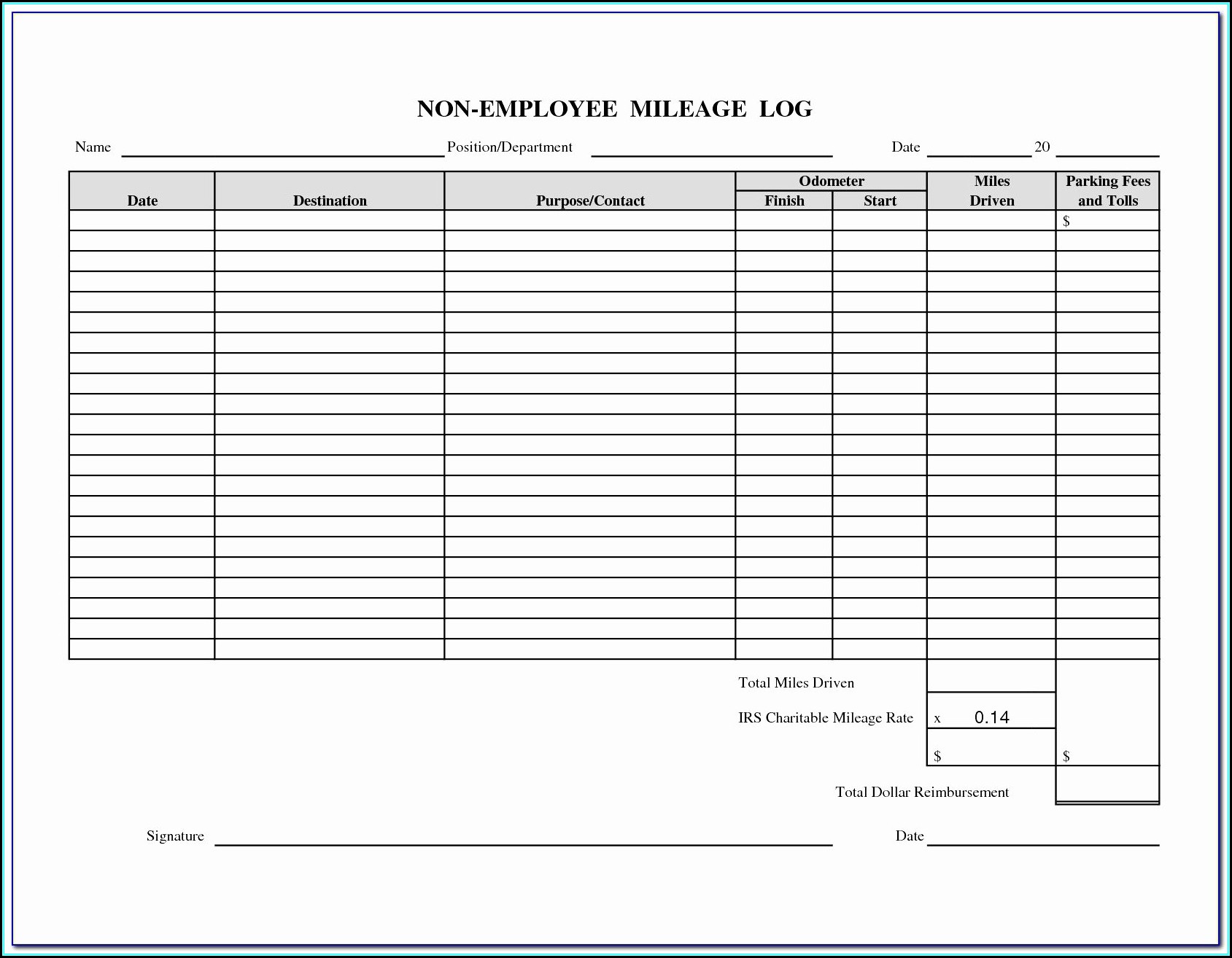 Gas Mileage Reimbursement Template