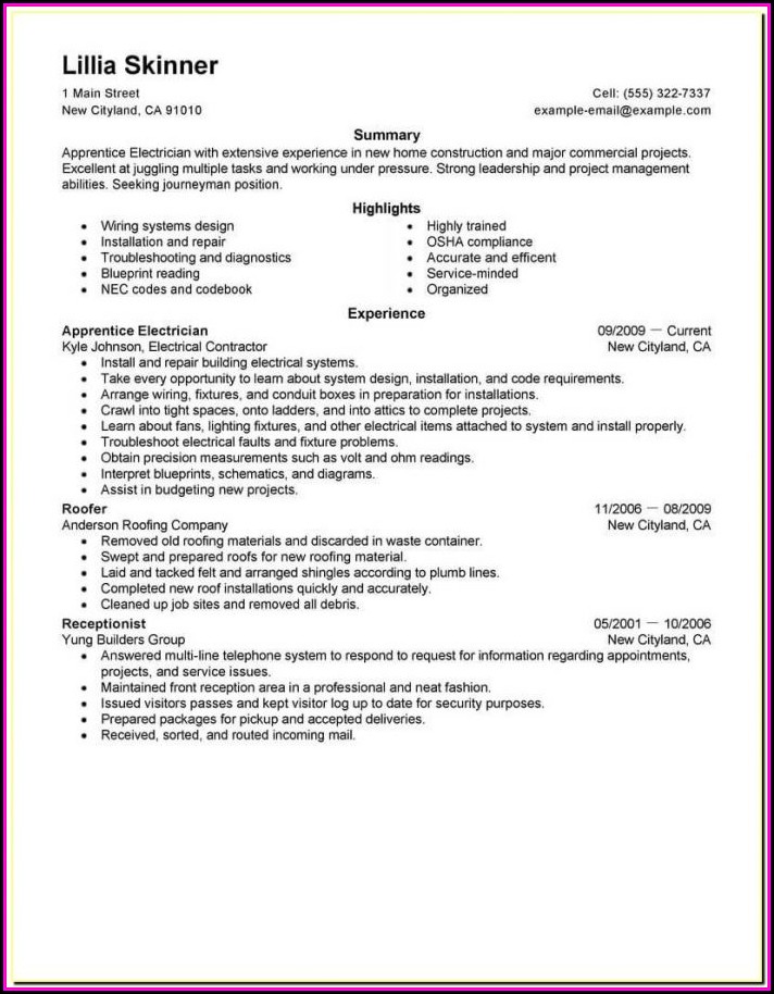 Aviation Electrician Resume Templates