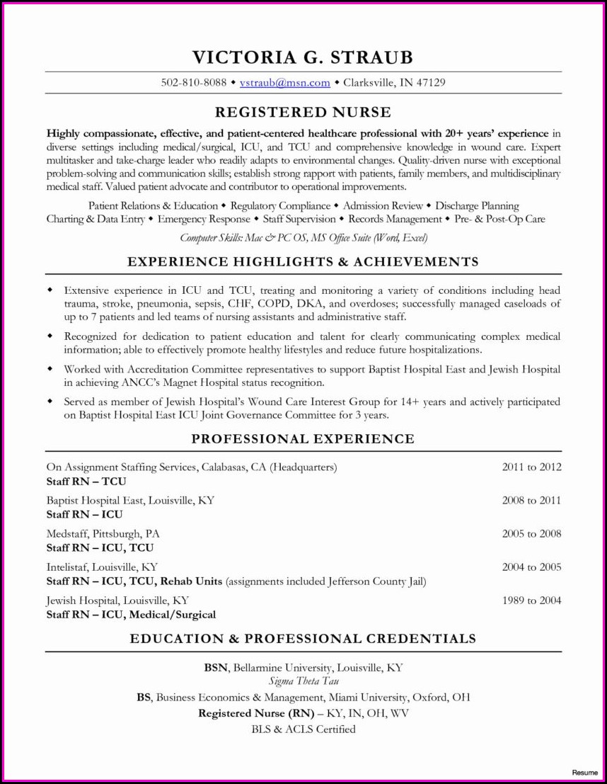 Best Resume Template For Rn