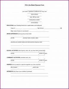 Blank Resume To Fill In