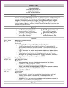Bookkeeper Cv Template