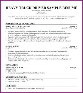 Cdl Truck Driver Job Description For Resume