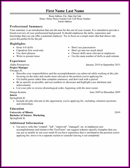 Classic Resume Template Word