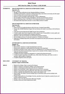 Environmental Services Supervisor Resume