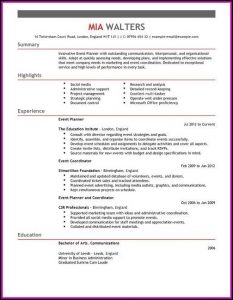Event Planning Cv Template