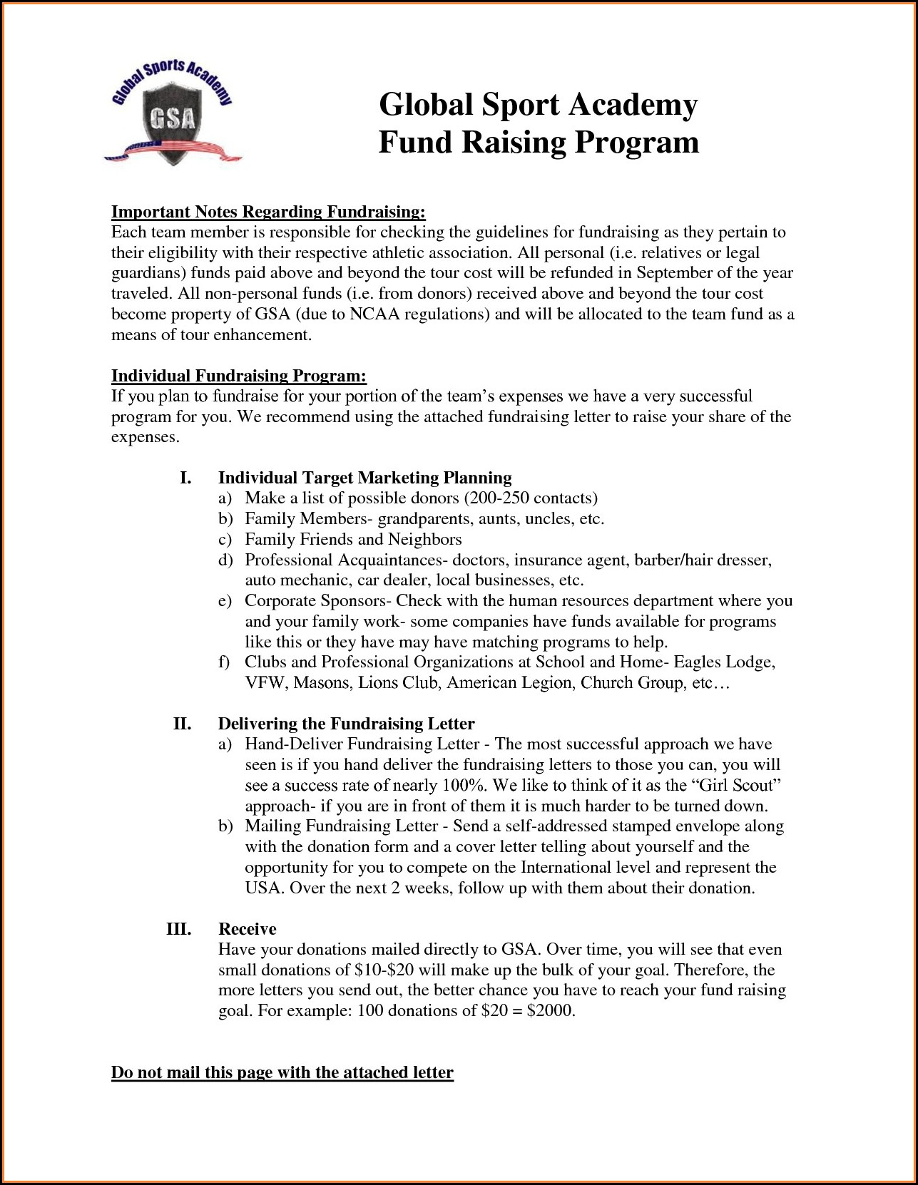 Sample Fundraising Letters For Sports Teams