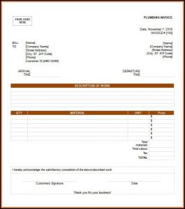 Sample Plumbing Invoice Template